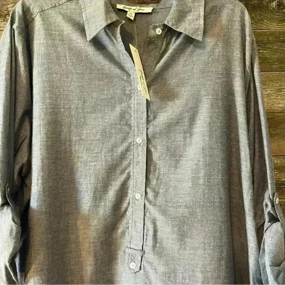 Jennifer & Grace Blue Top NWT 3x - Picture 5 of 7